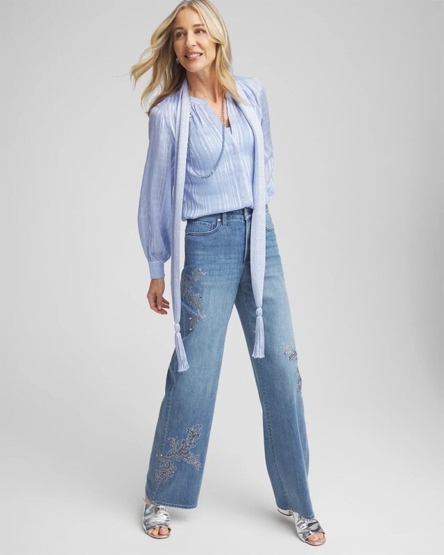 Split Neck Crinkle Blouse - image 2